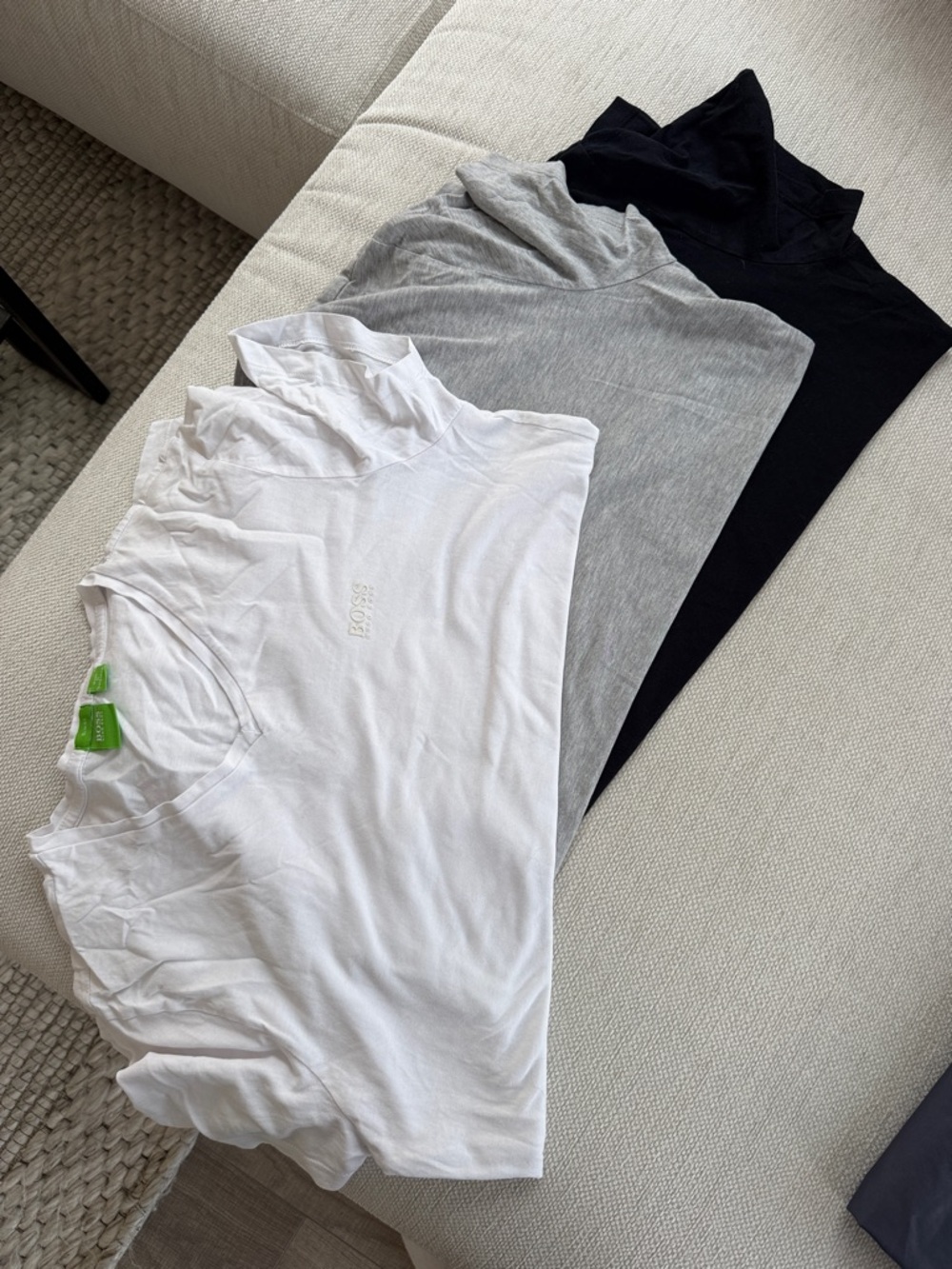 Boss Men's Short Sleeve Crew Neck Tees - White, Gray, Black (3-Pack)